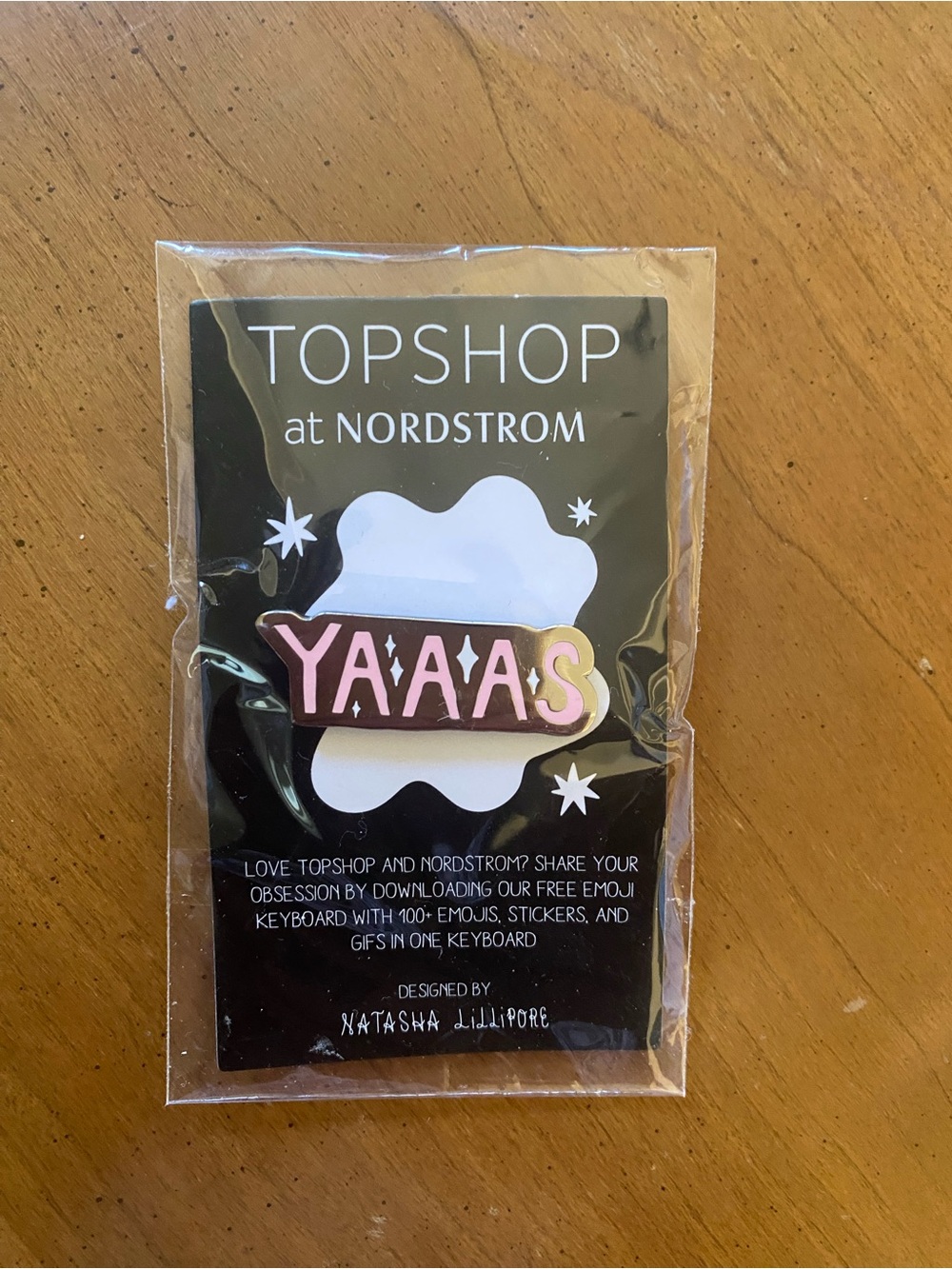 Topshop YAAAS Enamel Pin - Pink, silver